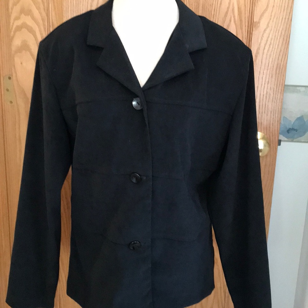 Black Suede Button Down Jacket - image 1